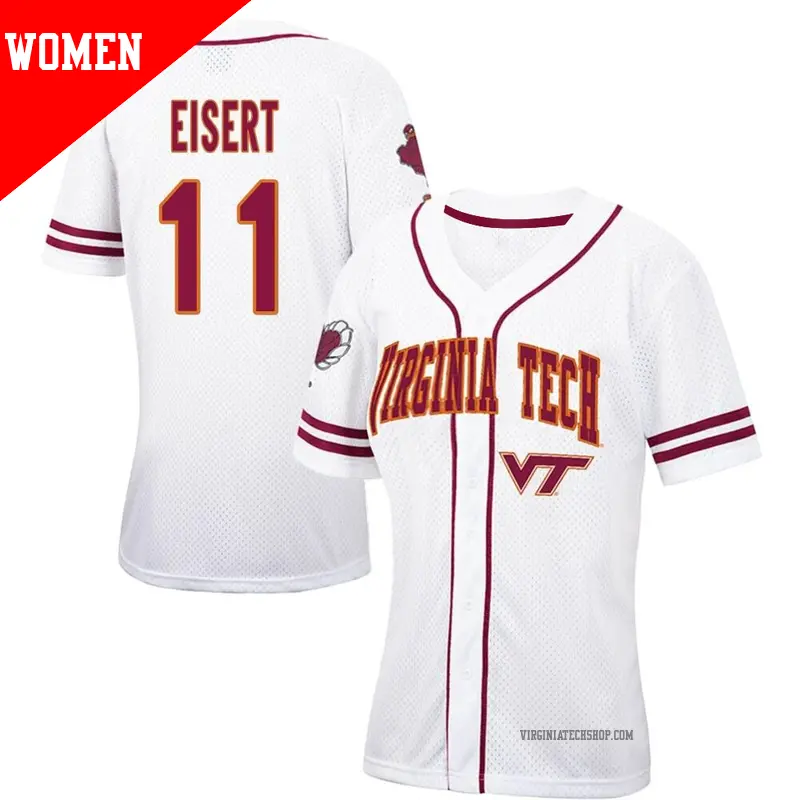 Women's ＃11 Eddie Eisert Virginia Tech Hokies Replica White/Maroon Colosseum Free Spirited Baseball Jersey